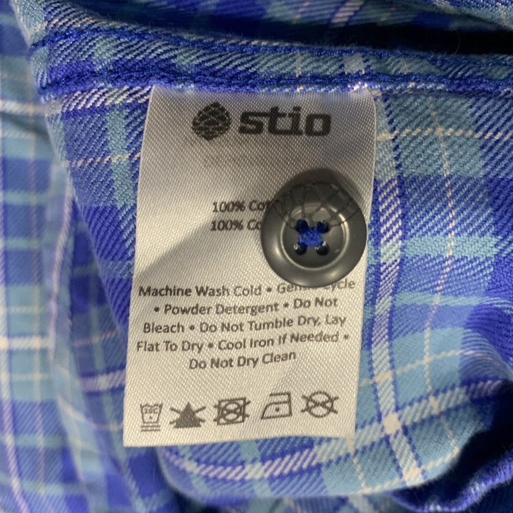 Stio Shirt Men's Blue Plaid Flannel Camping Outdoor Hiking Cotton (2237) -Size M - Picture 14 of 15